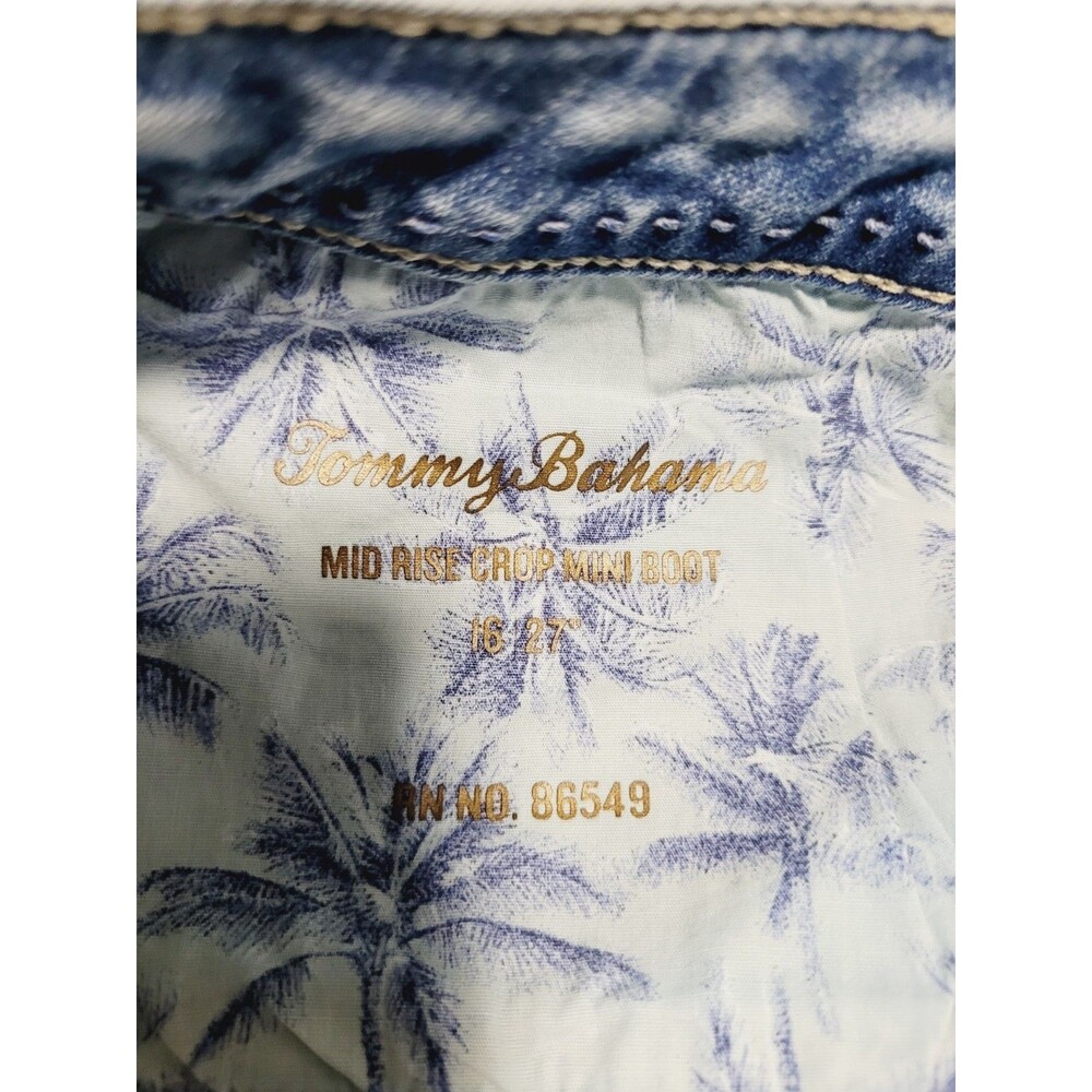 NWT Tommy Bahama Womens Jeans Size 16 Indigo Palms Mid-Rise Mini Bootcut Blue - Picture 6 of 16